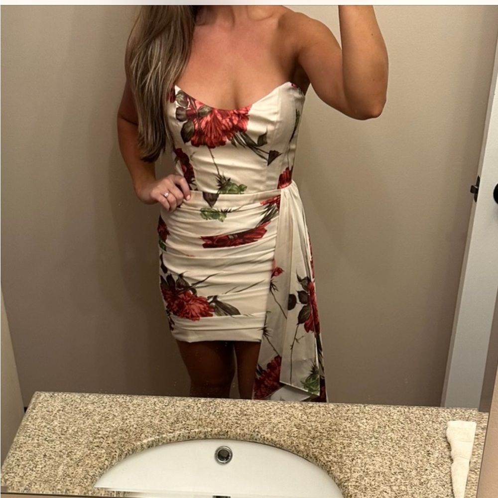 Katie May size SMALL dress: chasing down floral drape minidress. Never worn.